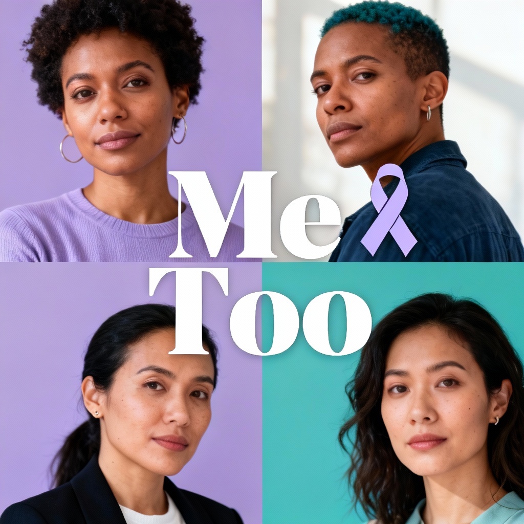 AI Me Too empowerment poster with diverse portrait