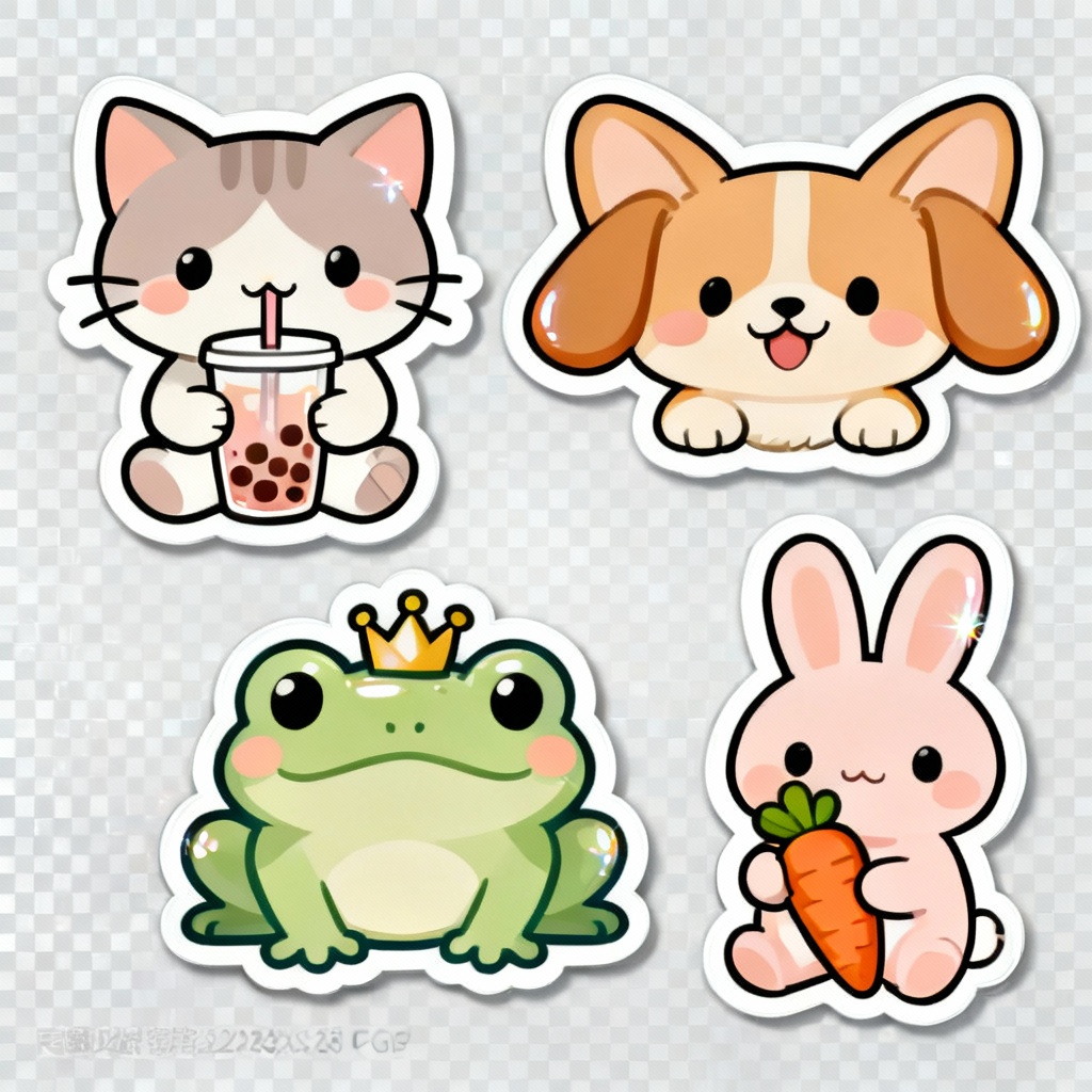 AI Kawaii Animal Sticker Pack with pastel die-cut designs