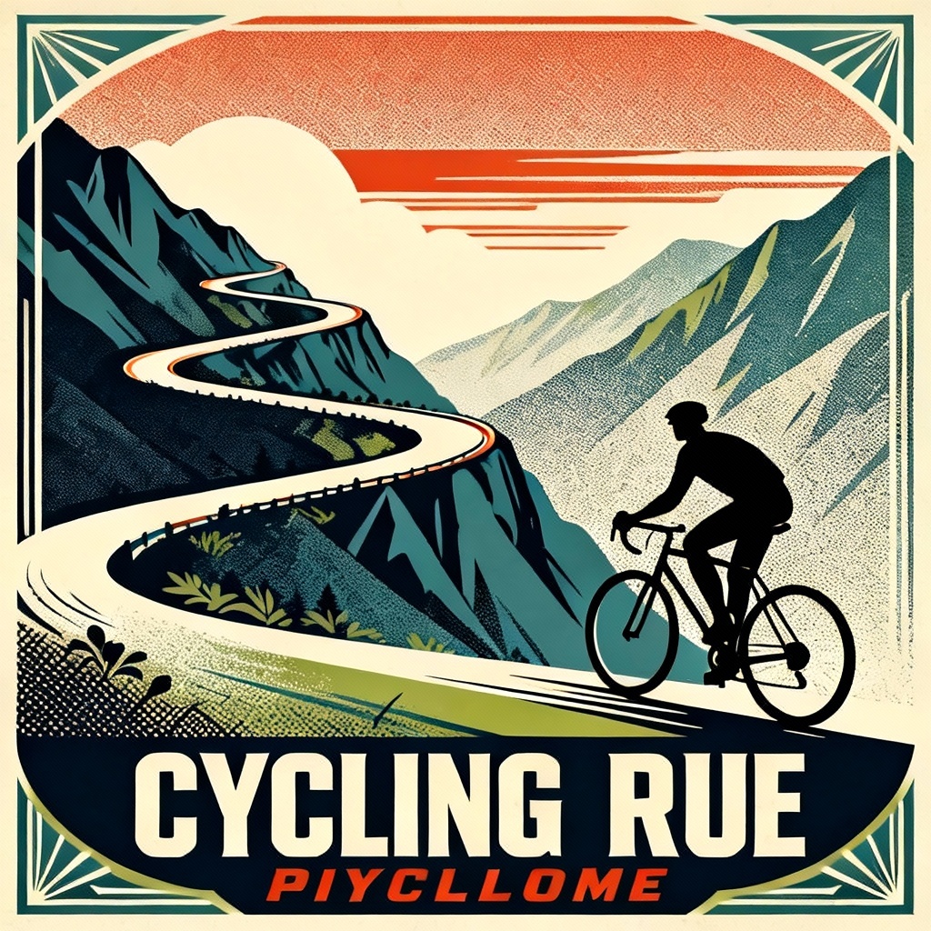AI vintage cycling tour poster with retro vector art
