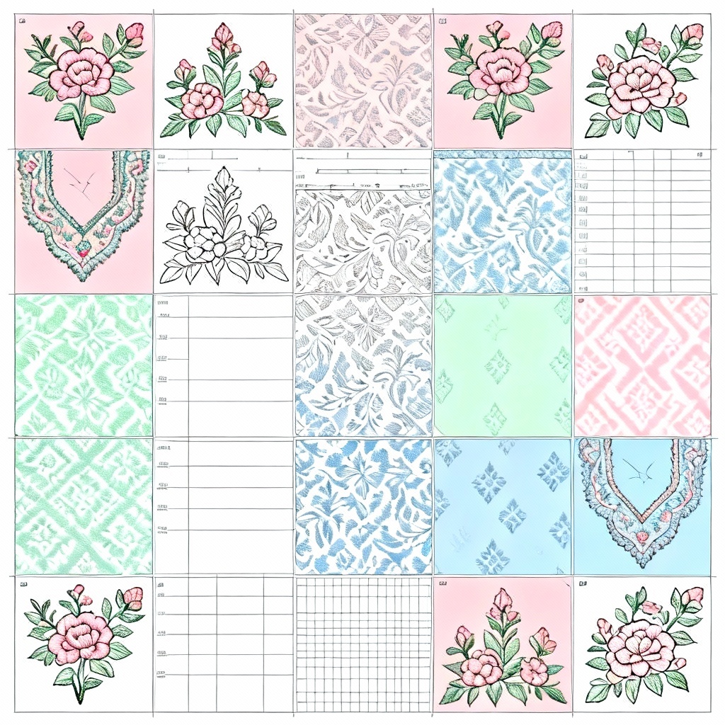 AI nyonya embroidery and batik pattern sheet