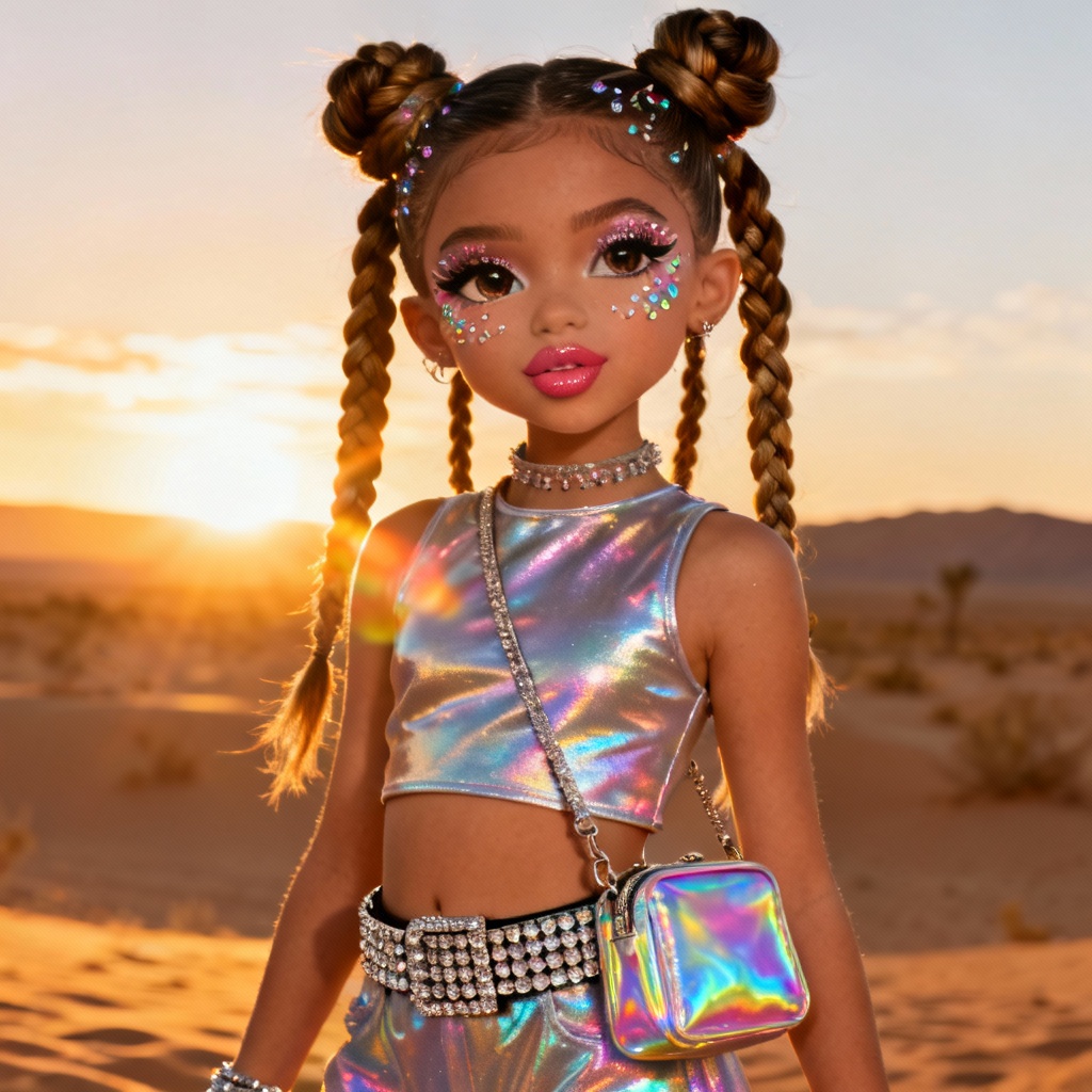AI Bratz festival doll with glitter and space buns