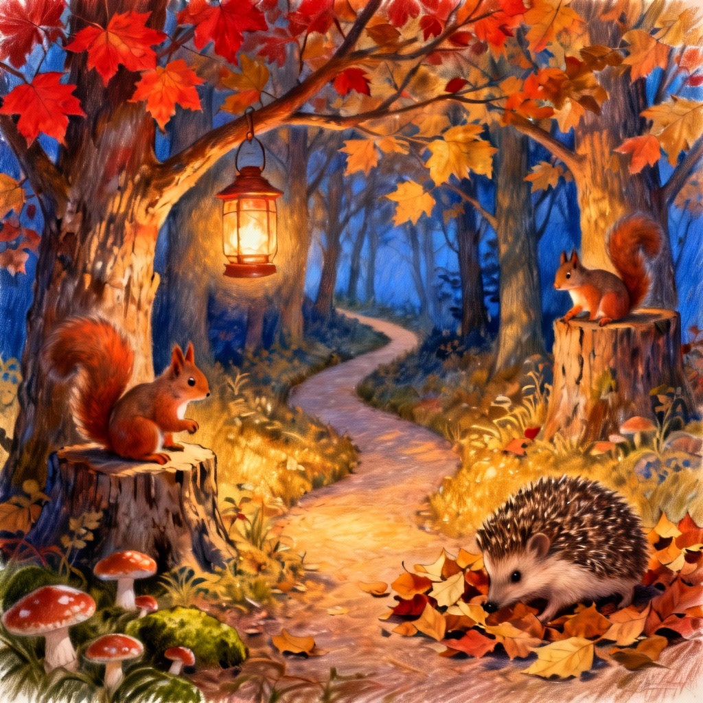 AI Autumn Enchanted Grove with Lanterns
