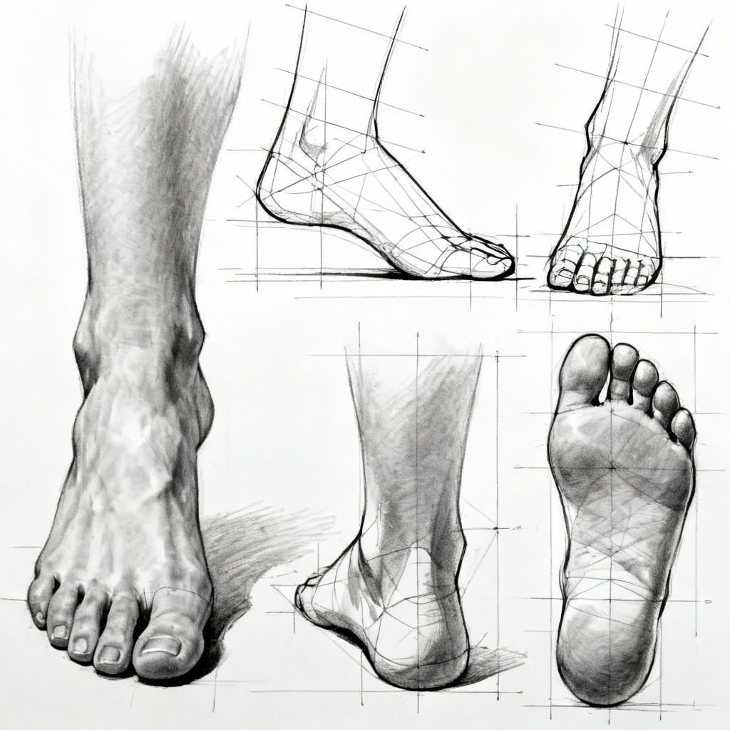 AI foot anatomy reference sketch