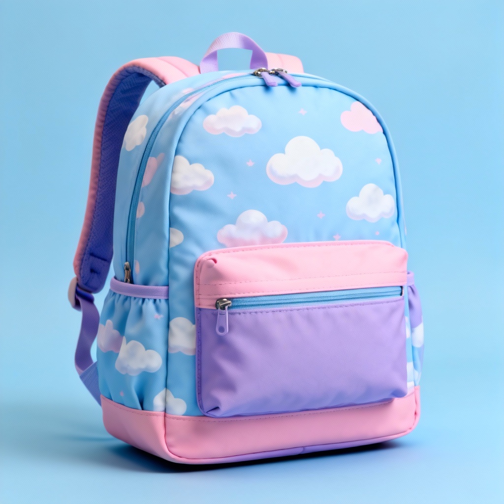 AI pastel school backpack with fun pattern