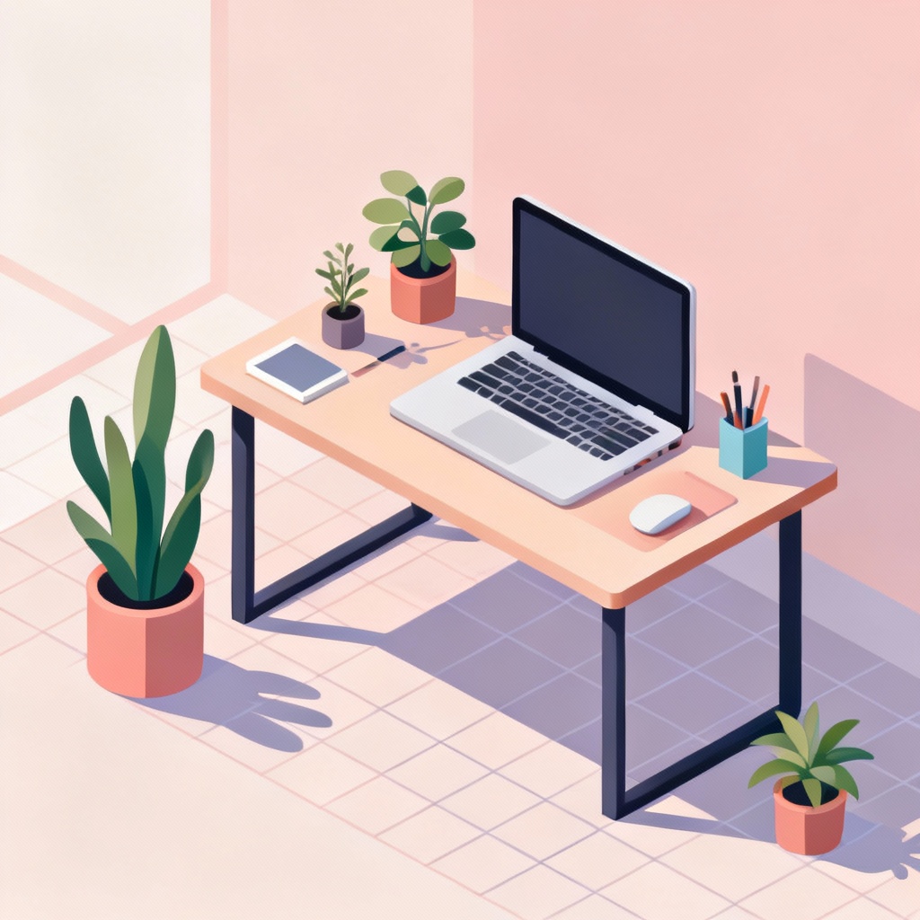 AI isometric studio workspace illustration