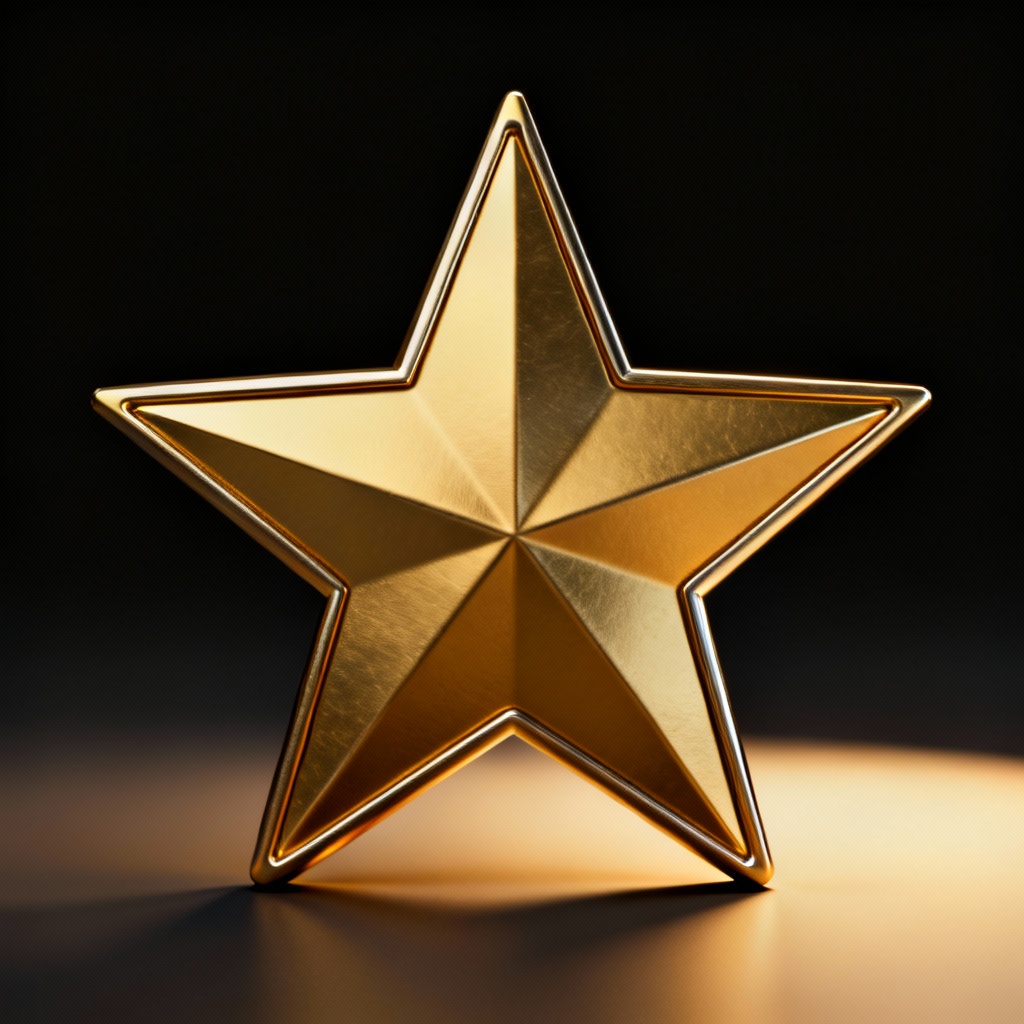Glossy 3D gold star badge PNG
