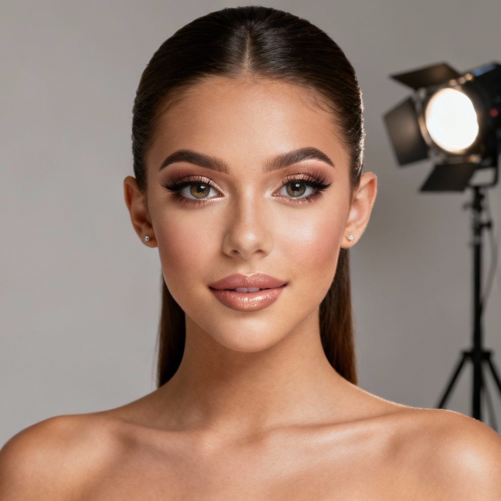 AI pageant headshot with clean studio lighting