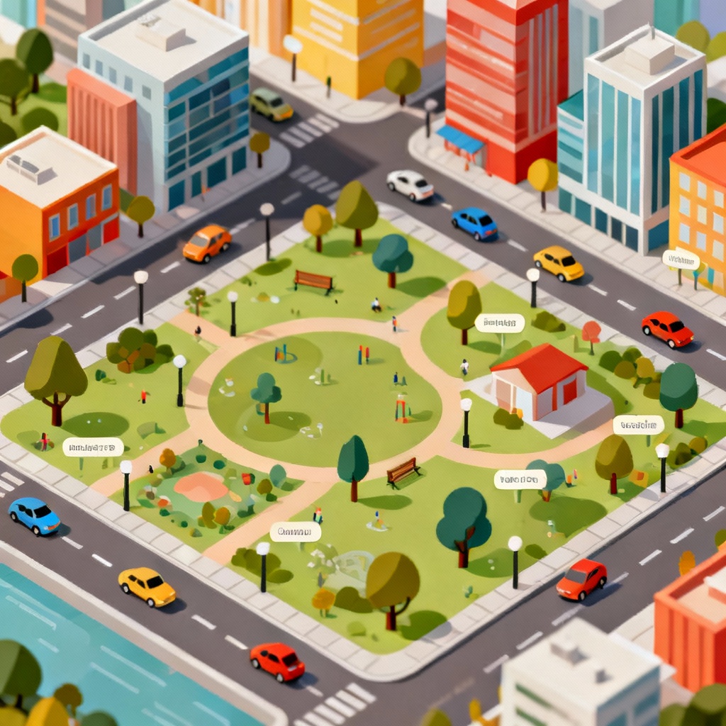 AI isometric city map illustration