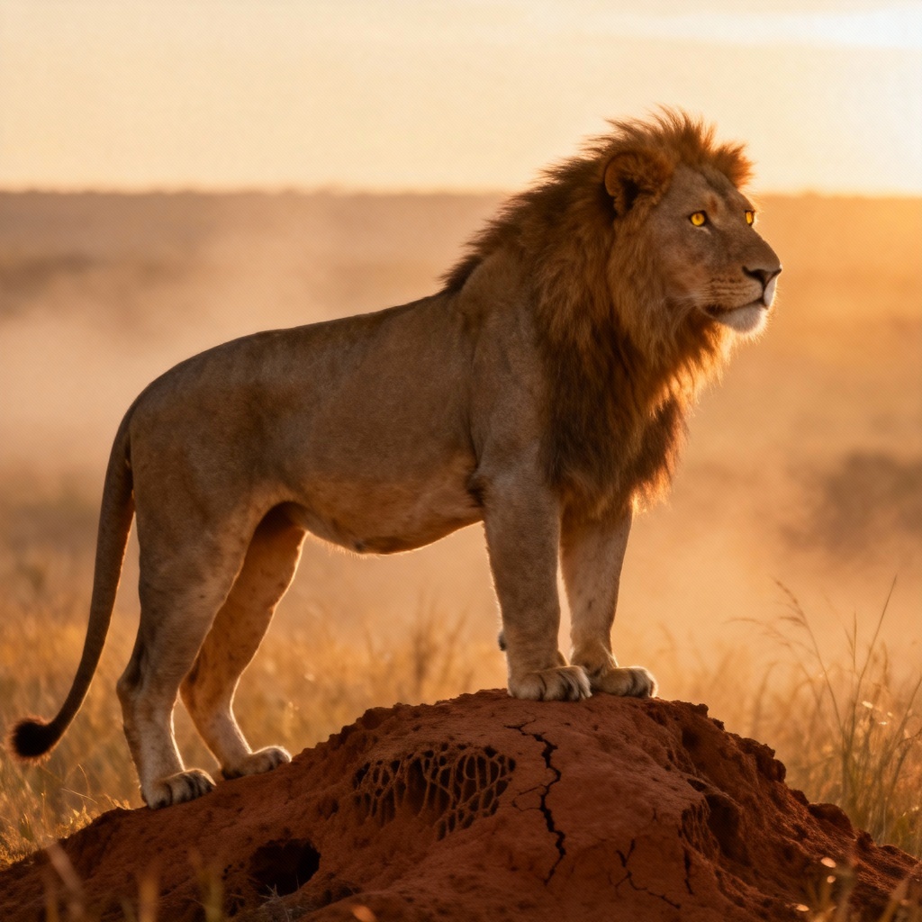 AI Photoreal African Lion At Sunset