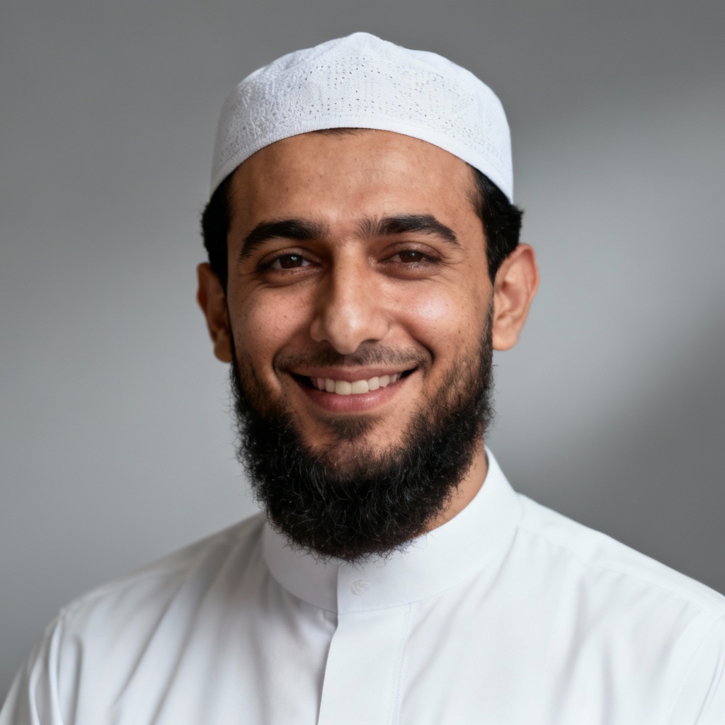 AI Muslim man portrait in traditional thobe and kufi