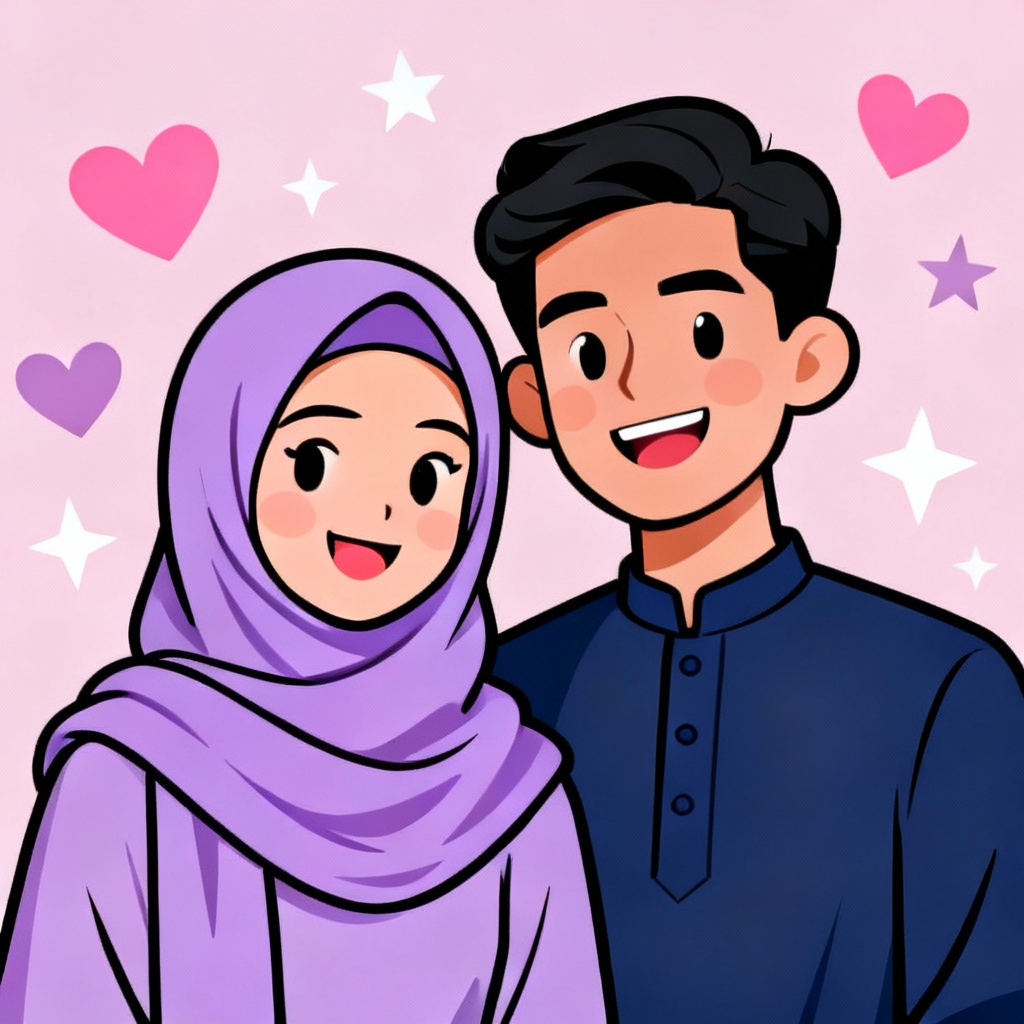 AI hijab couple cartoon avatar