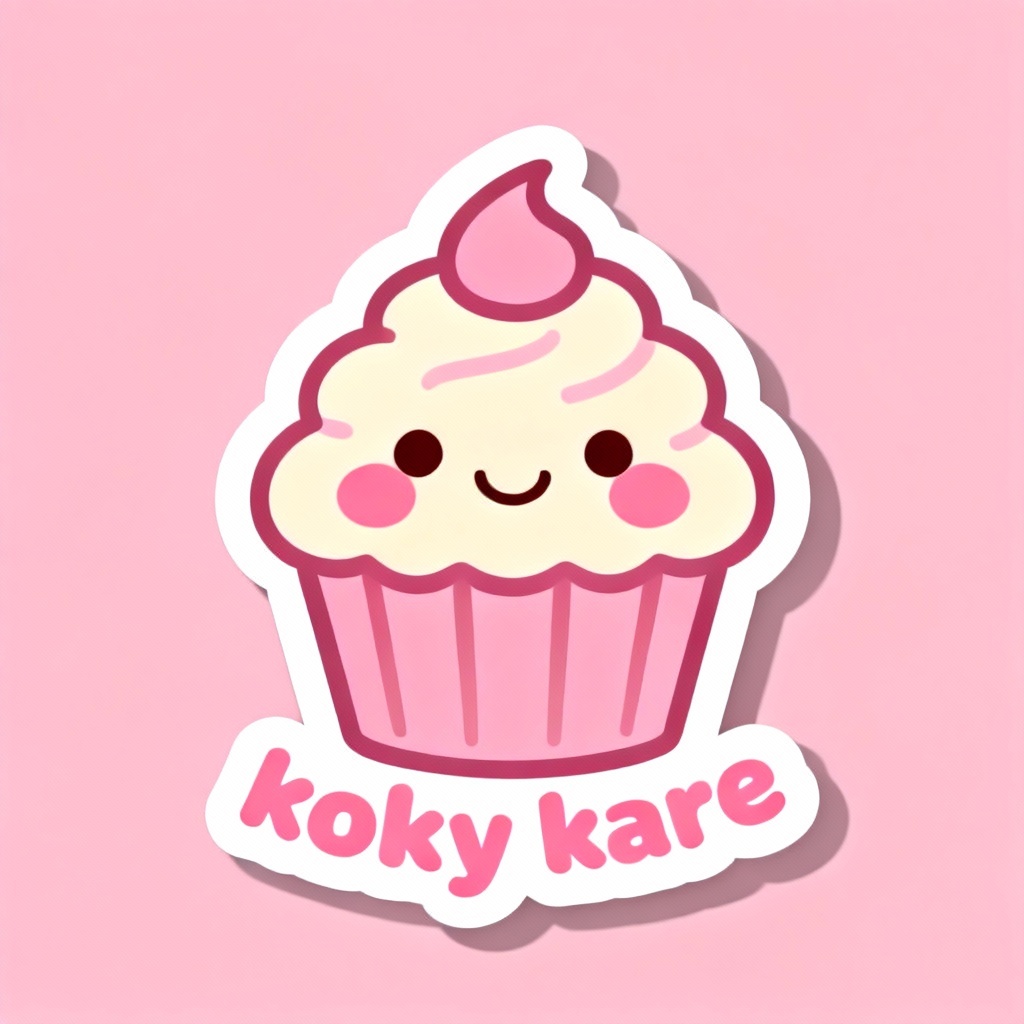 AI kawaii bakery logo with cupcake