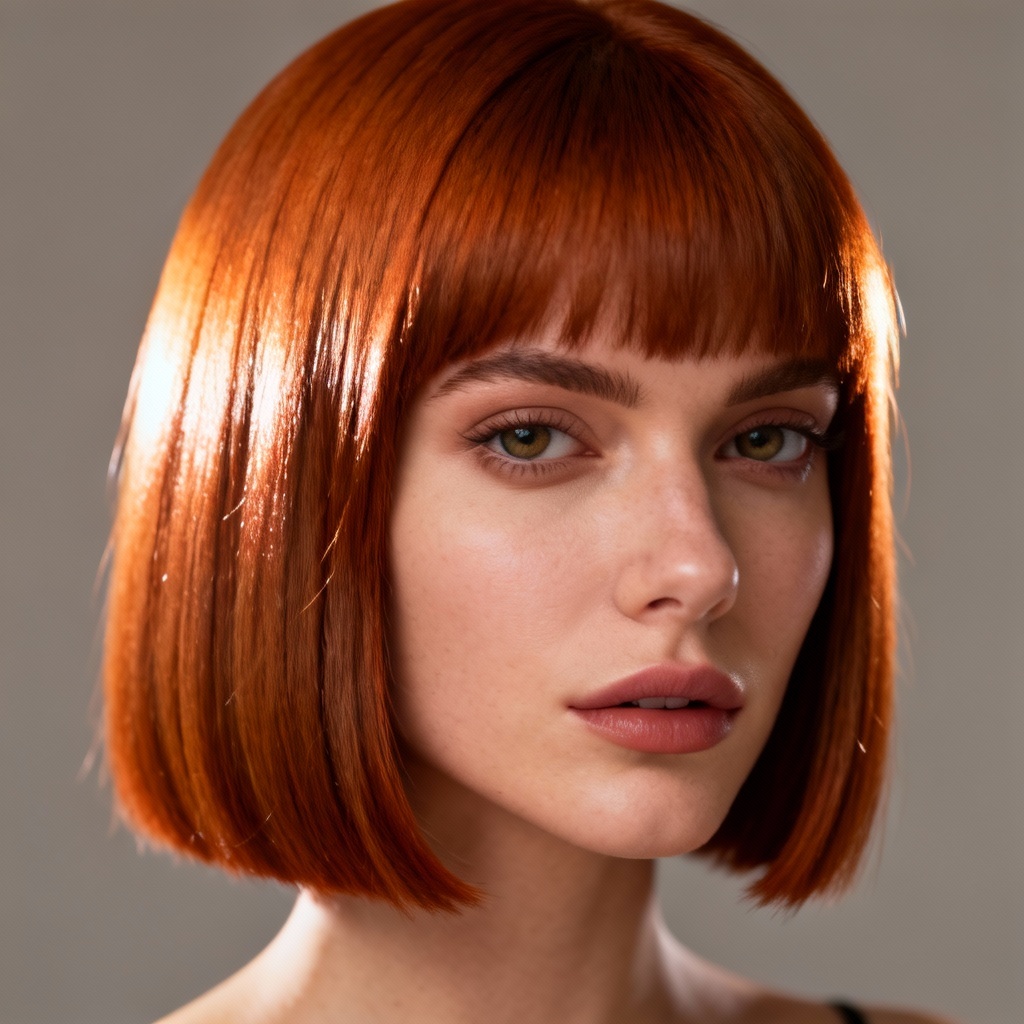 AI copper bob hair color try on