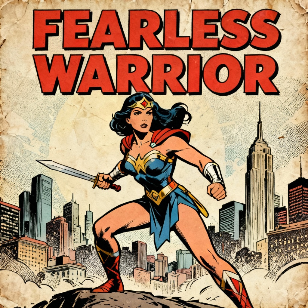 AI Wonder Woman vintage comic cover style