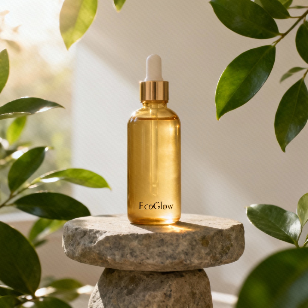 AI TGG eco product mockup in minimal studio scene