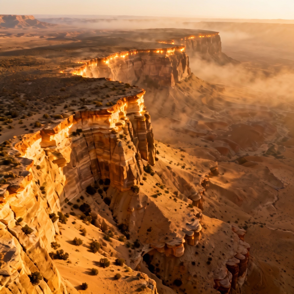 AI Golden Canyon Overhang Cliff