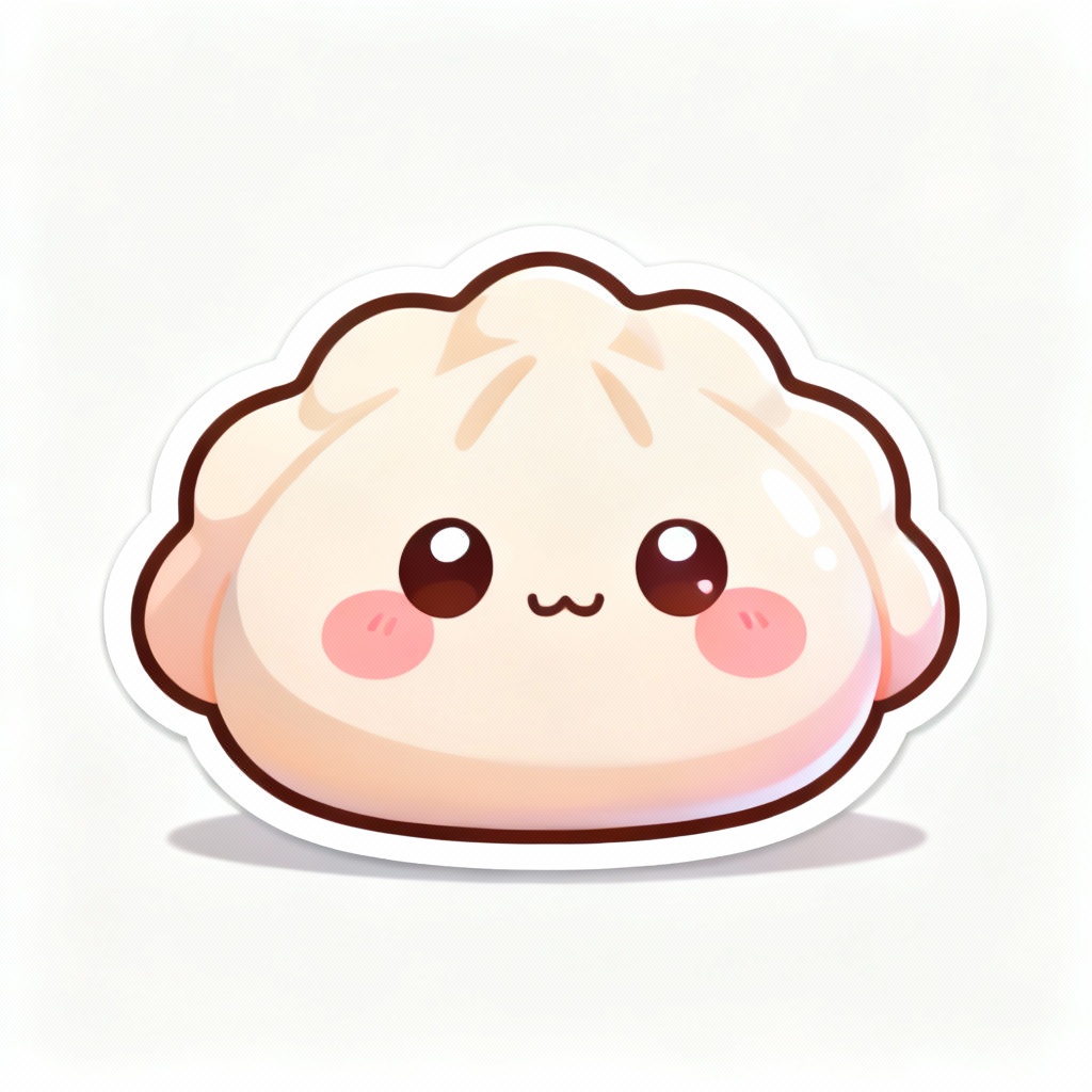 Kawaii cartoon dumpling character waving with a smile