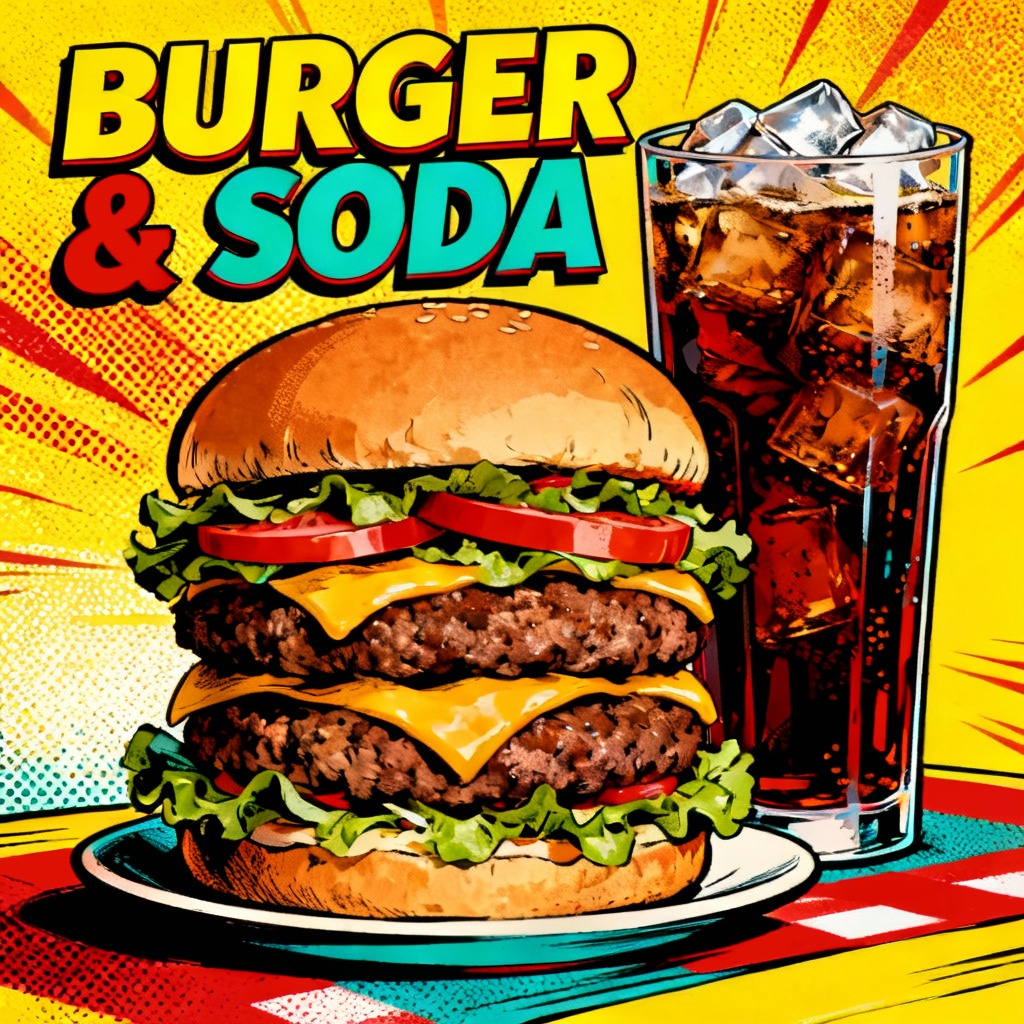 AI pop art food poster with bold colors