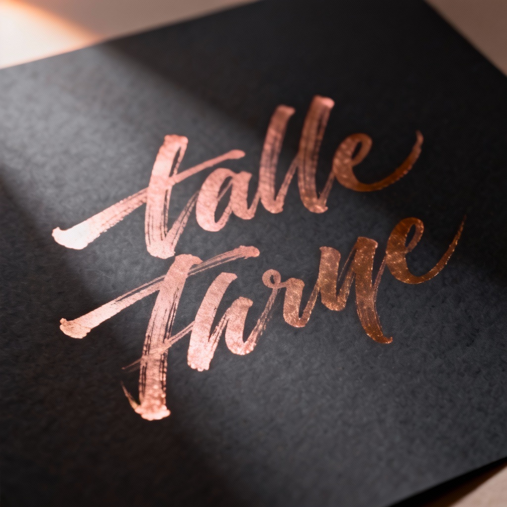 AI rose gold foil calligraphy print