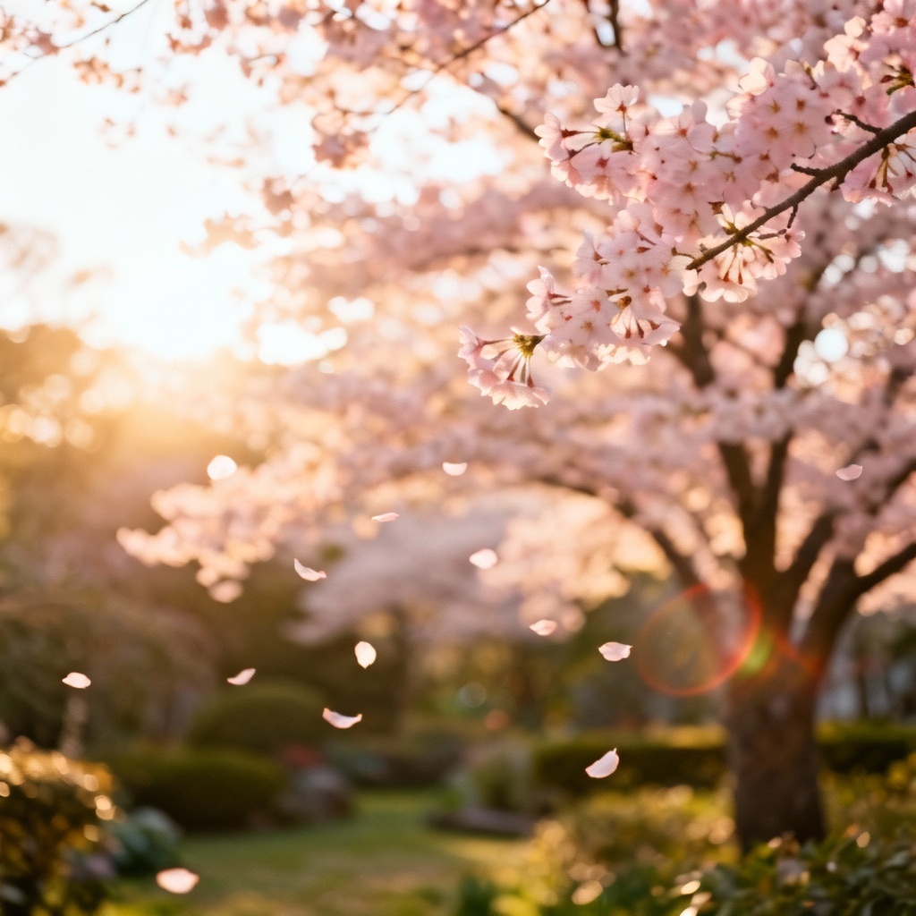 AI Sakura Petal Shower In Spring Garden