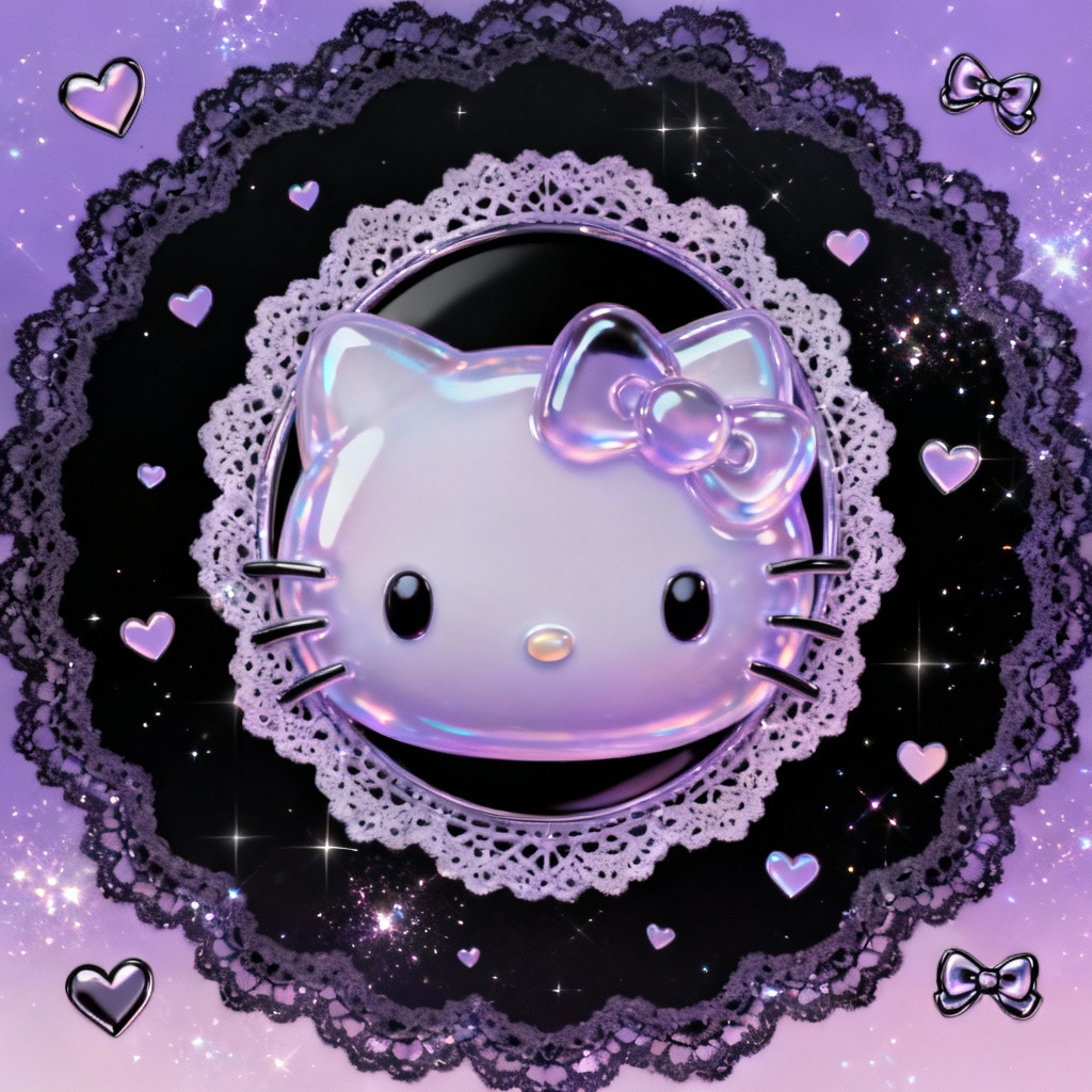Goth pastel Y2K Hello Kitty wallpaper with lace and bows