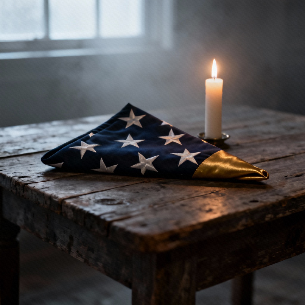 AI memorial day tribute poster with folded flag