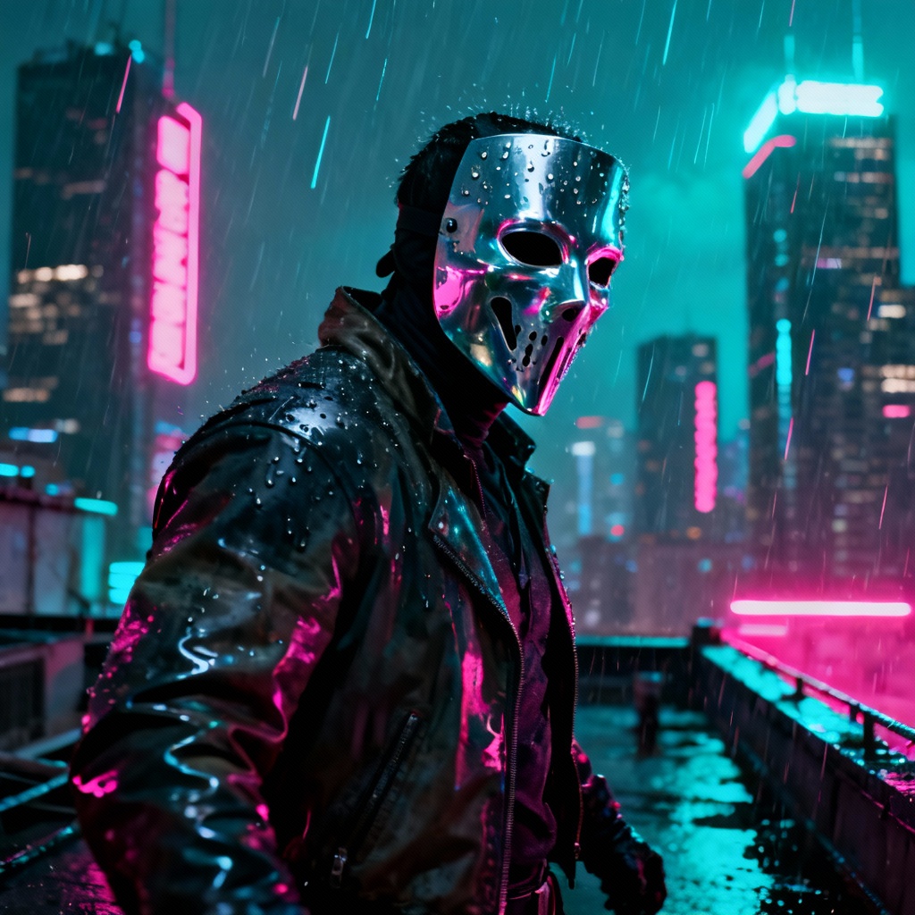 AI Neon Cyber Assassin Character