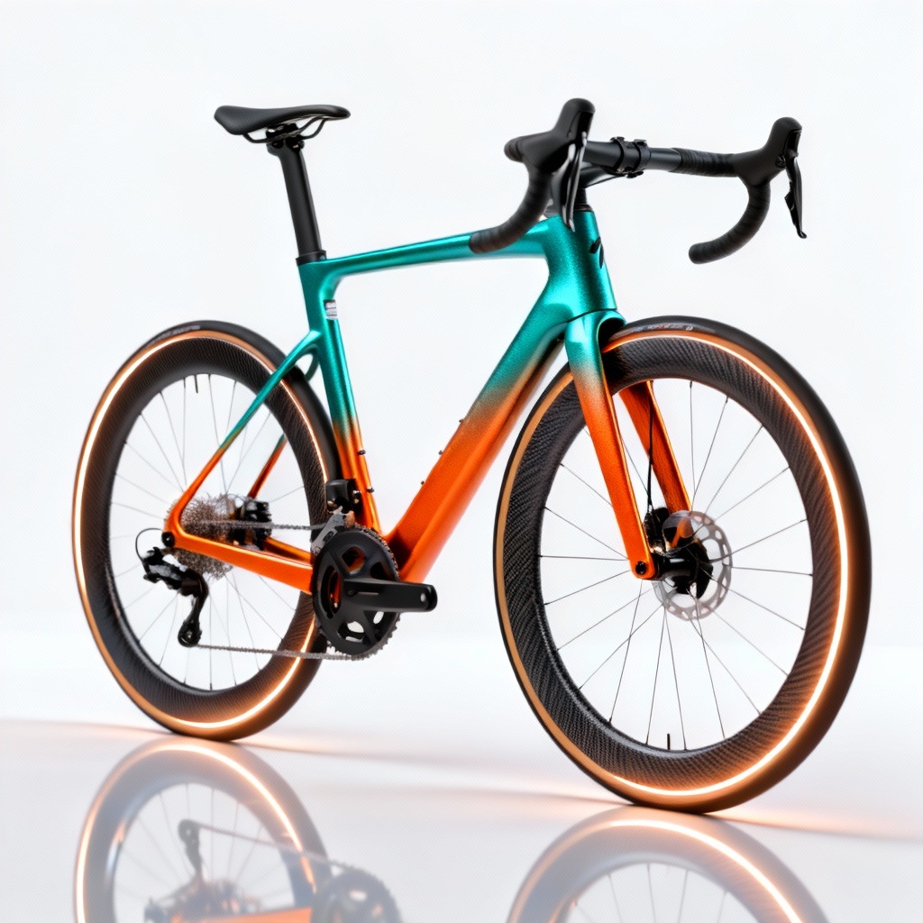 AI-generated carbon road bike concept on white background
