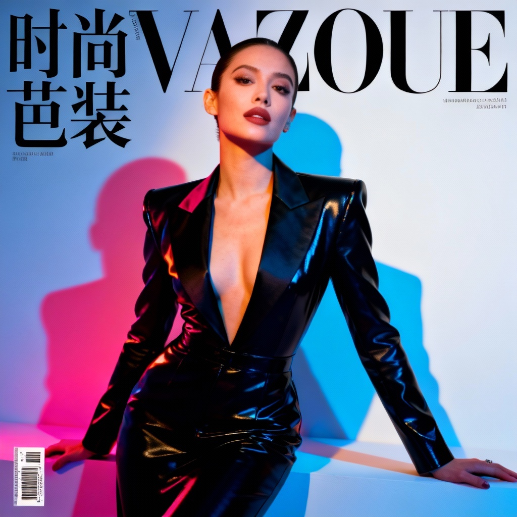 AI celebrity-style fashion editorial magazine cover