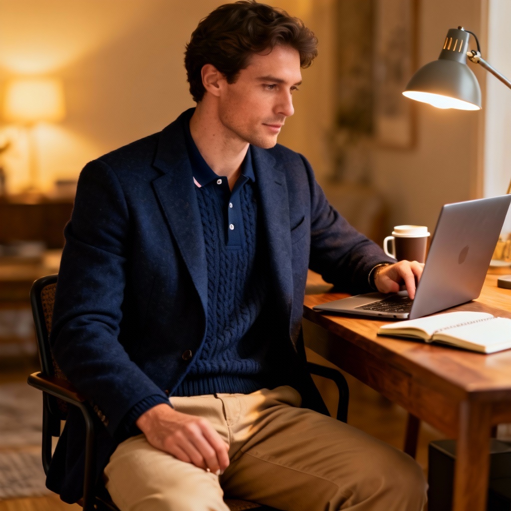 AI smart casual blazer with laptop