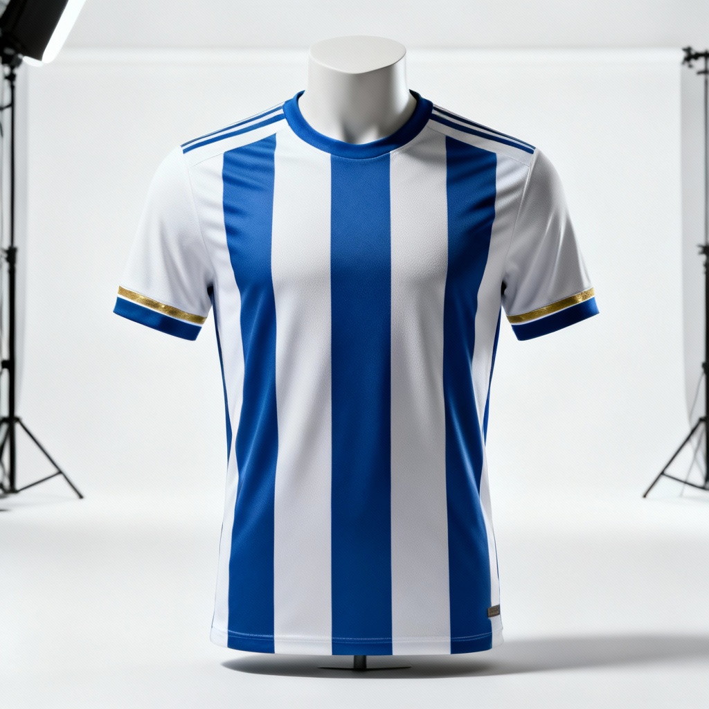 AI Argentina-style blue and white striped football jersey concept