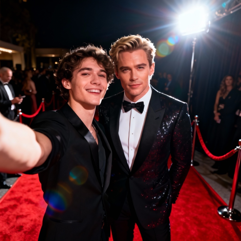 AI red carpet selfie with celebrity lookalike