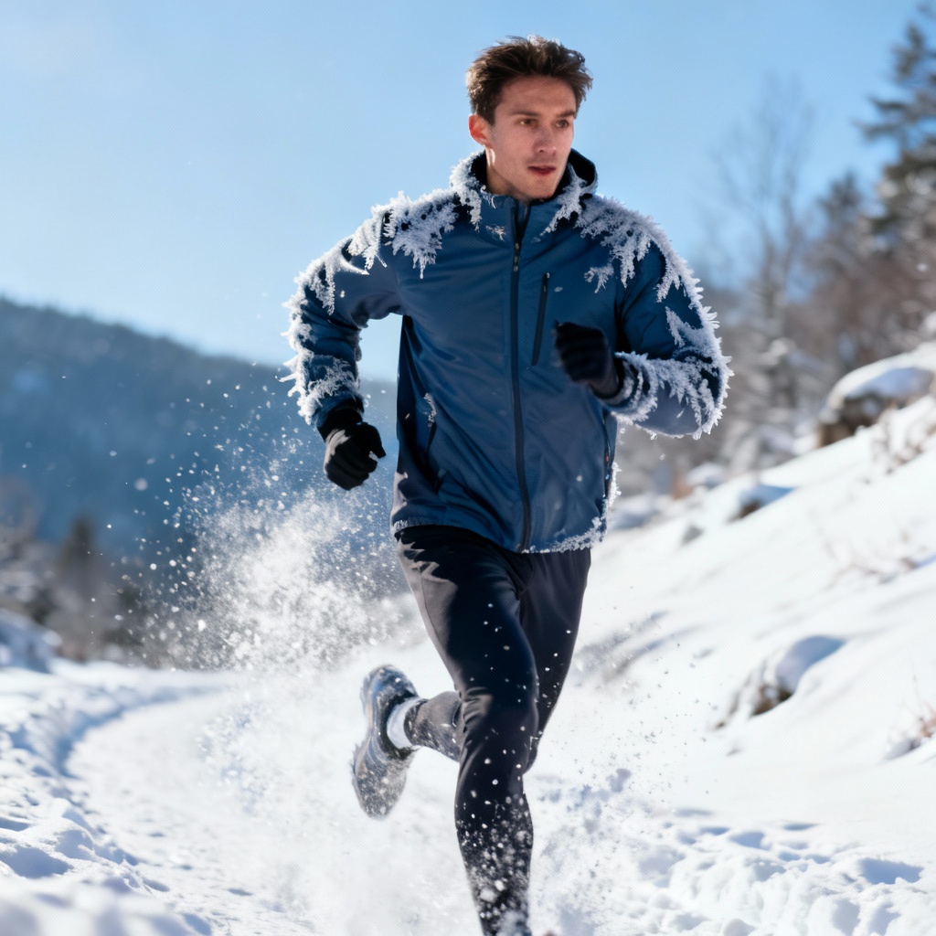 AI sporty winter portrait with snow spray