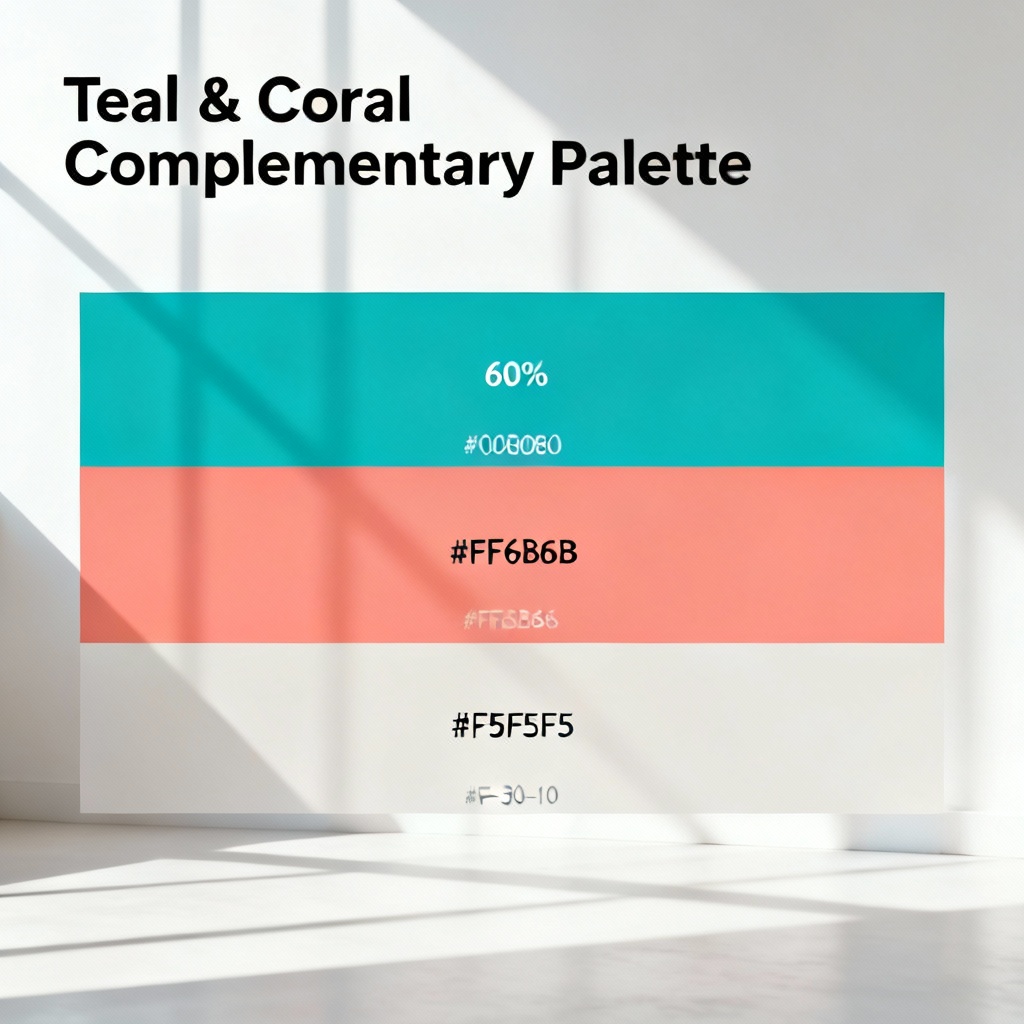 Teal and coral complementary palette with ratio diagram
