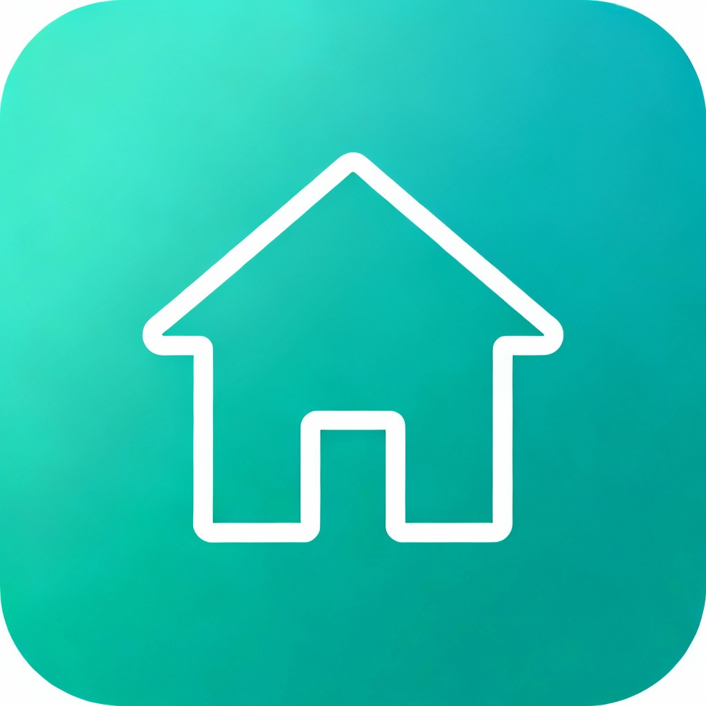 Minimalist house symbol logo on gradient background
