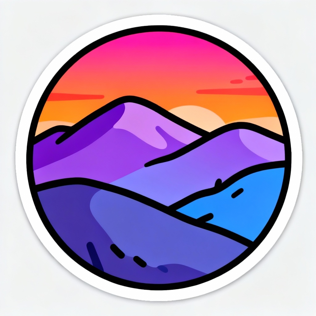 AI cartoon landscape sticker