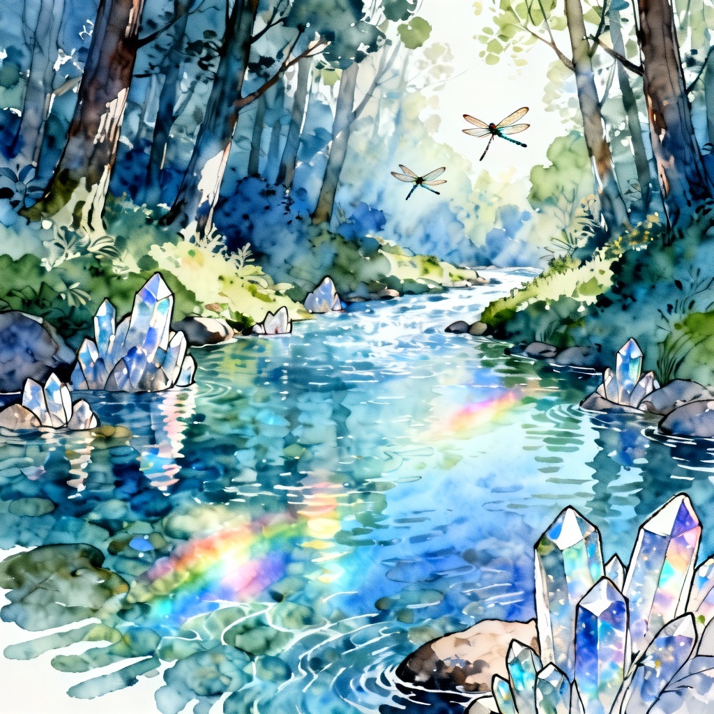 AI Crystal River Hollow Fantasy Landscape