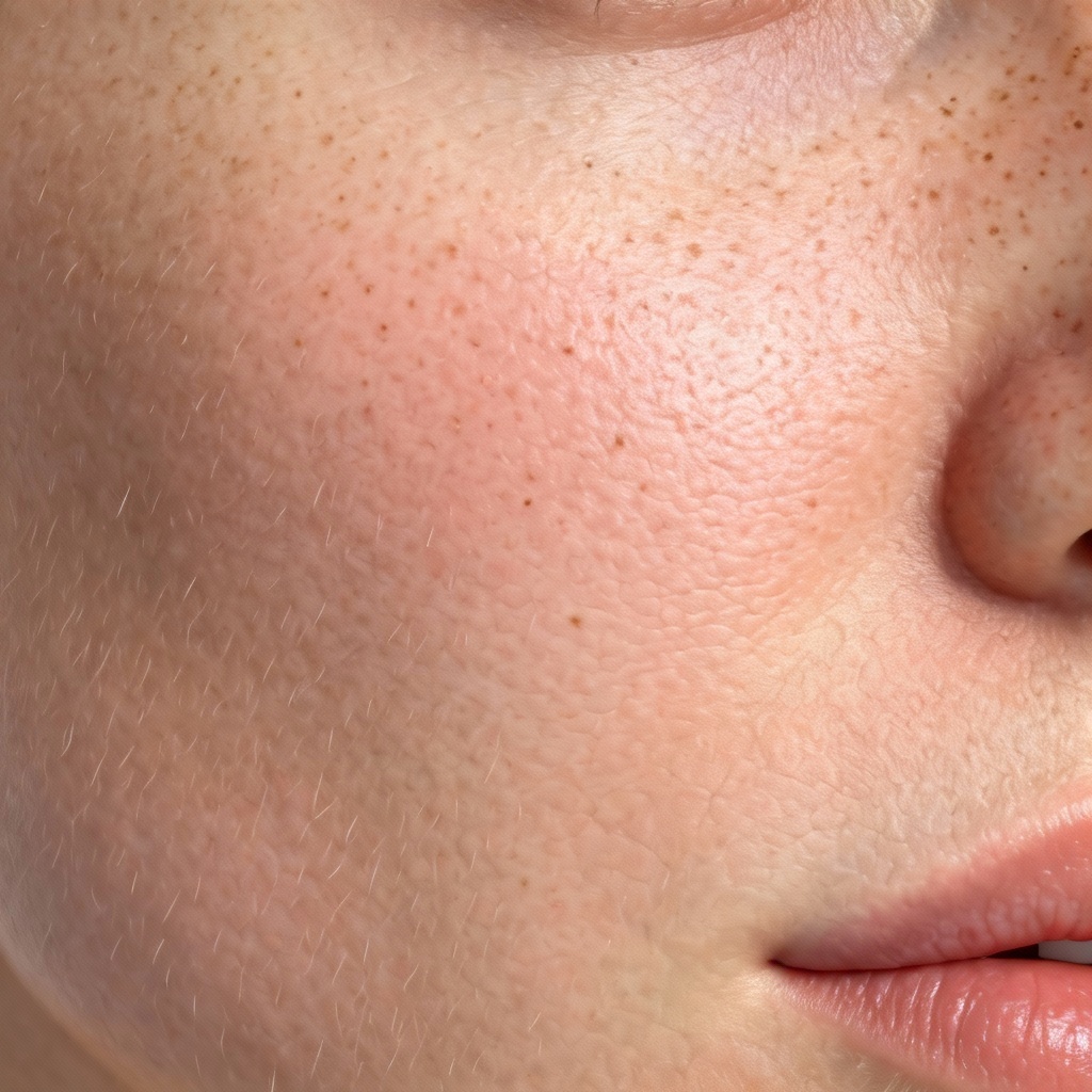 AI skin texture featuring light freckles and peach fuzz