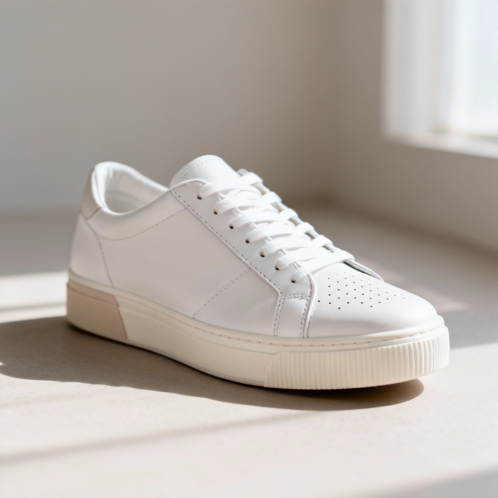 AI minimalist white leather low-top sneaker