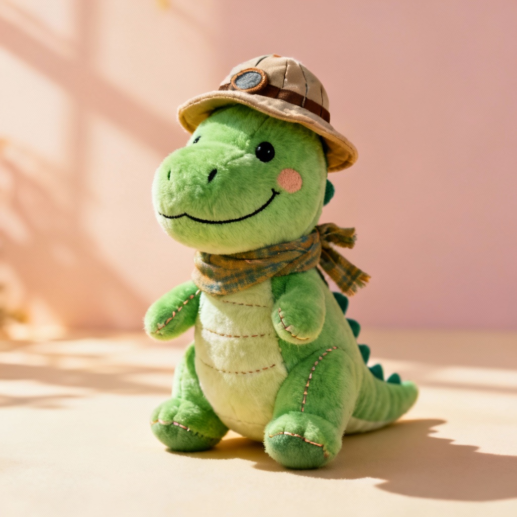 AI plush dinosaur explorer cartoon toy concept