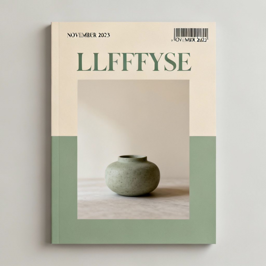 AI minimalist lifestyle magazine cover with soft colors