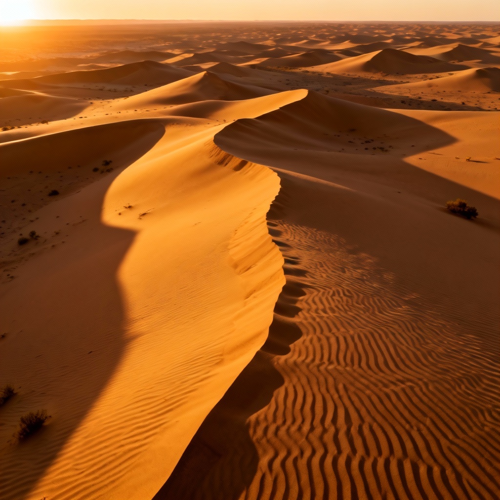 Desert dune hills at sunset