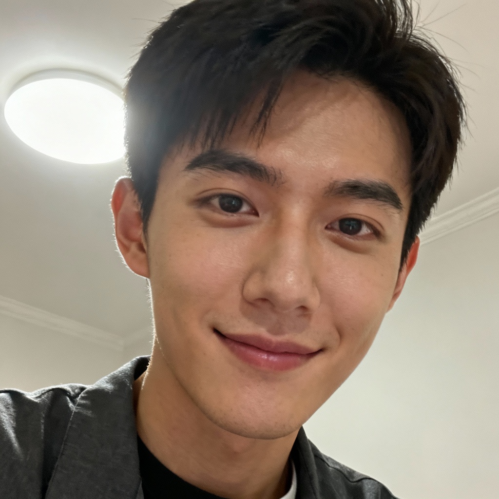 Selfie with glasses glare removed