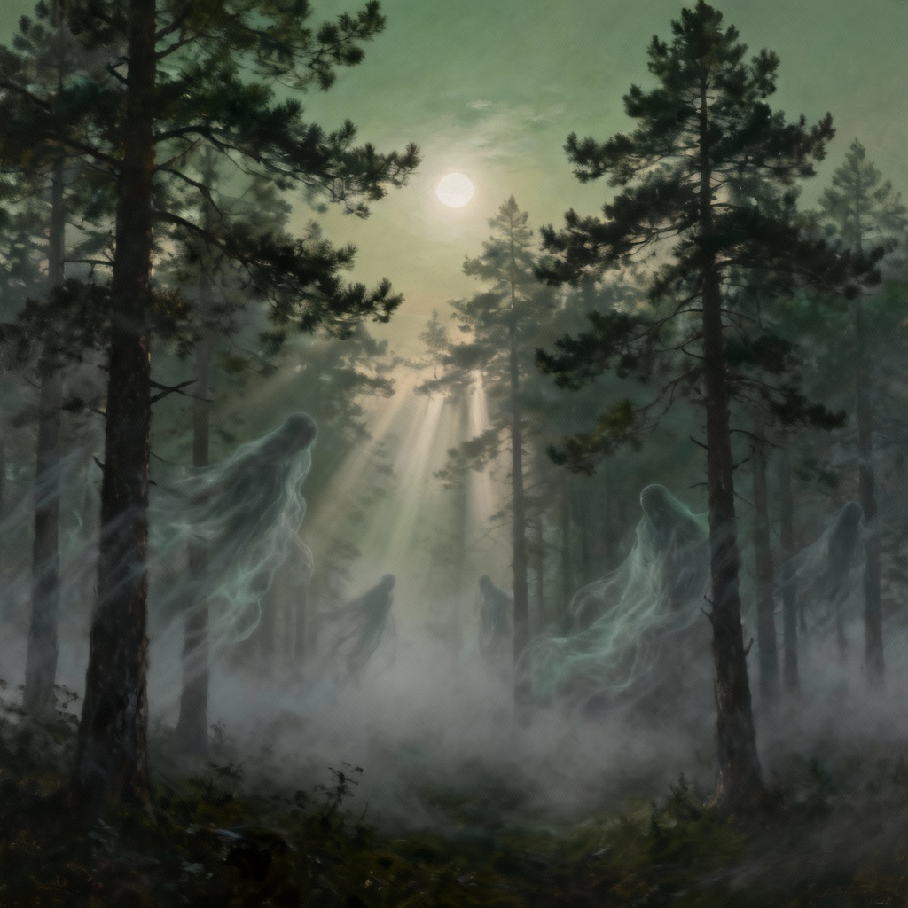 AI ghost wraith in misty forest