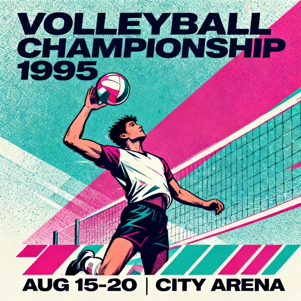 AI retro 90s volleyball sports poster