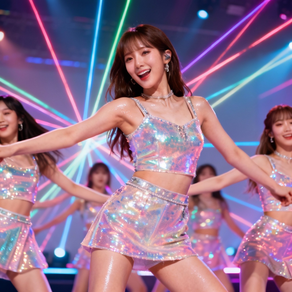 AI K-pop stage star in dynamic choreography