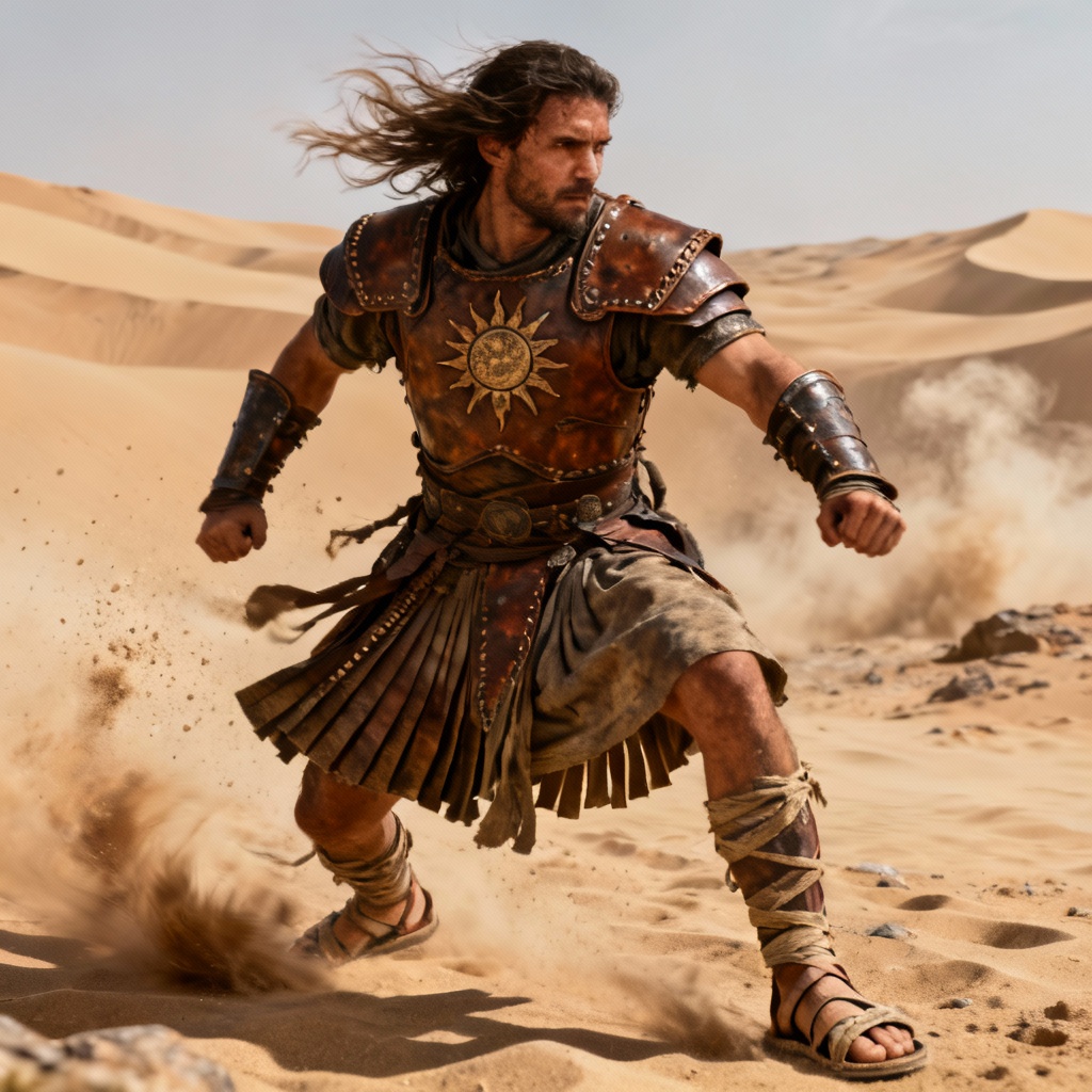 AI warrior outfit with shendyt kilt and embossed breastplate