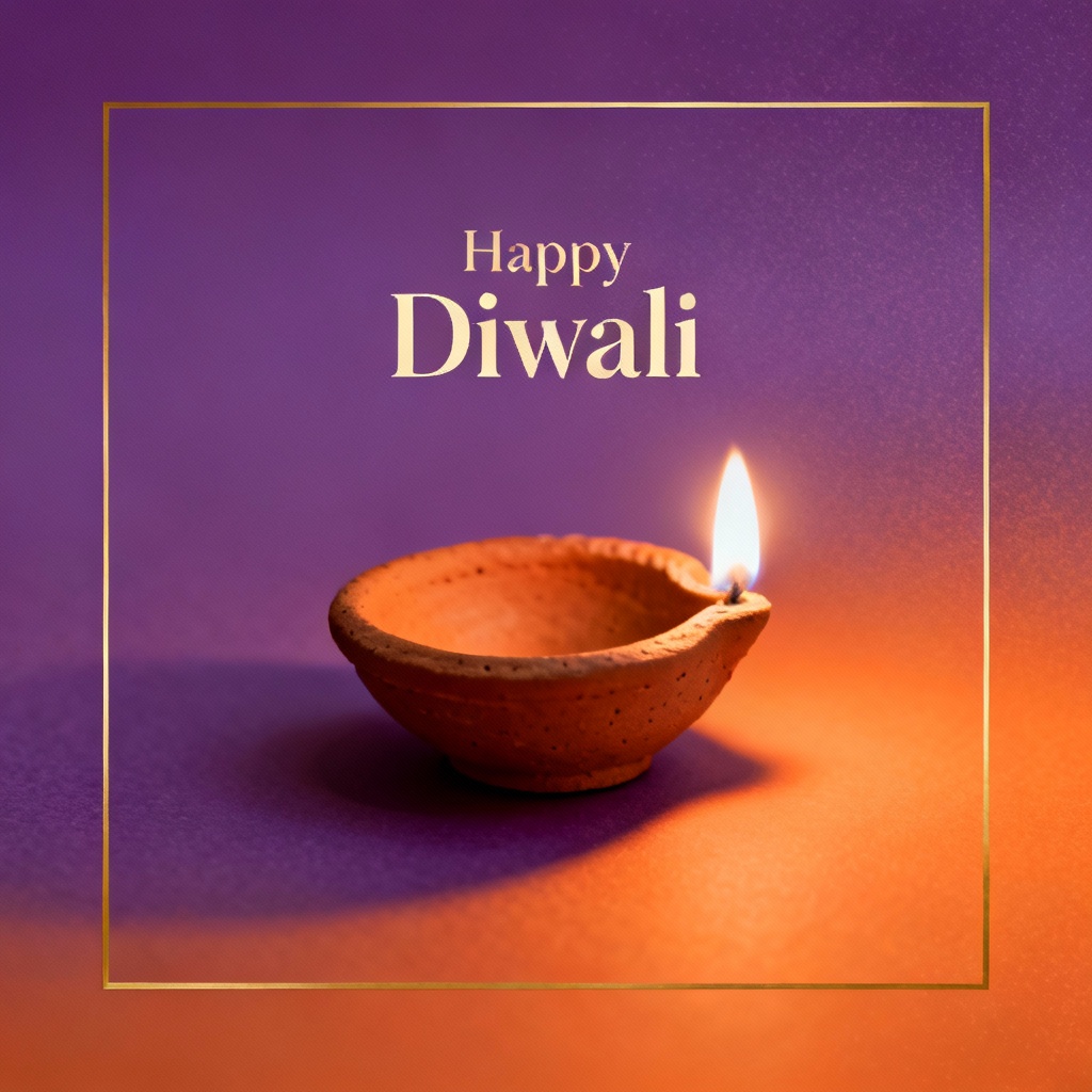 AI minimal Diwali social post with single diya and gradient