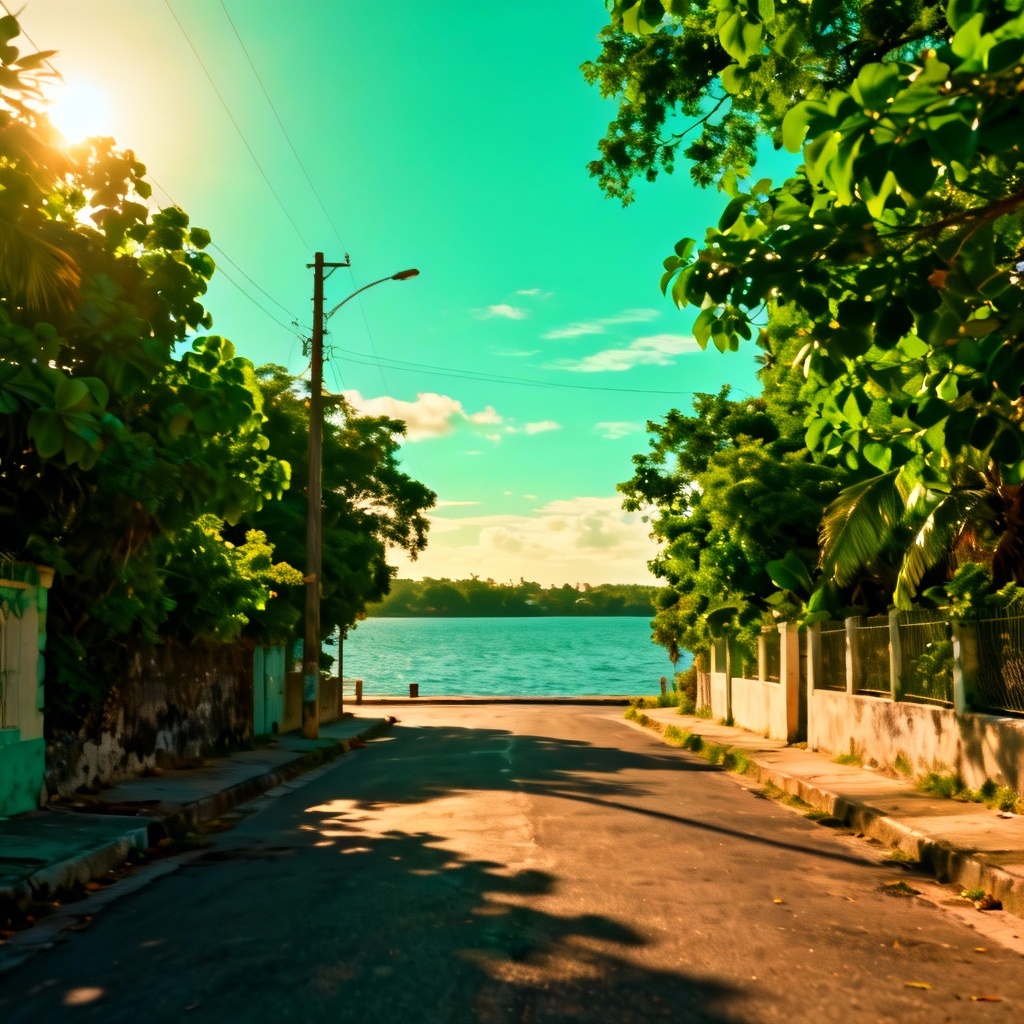 AI travel photo graded with emerald and teal tones