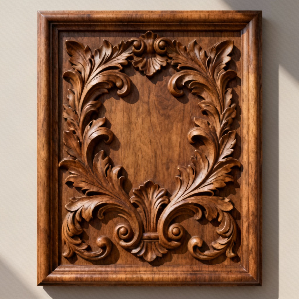 AI Carving Generator Ornate Wood Relief Panel